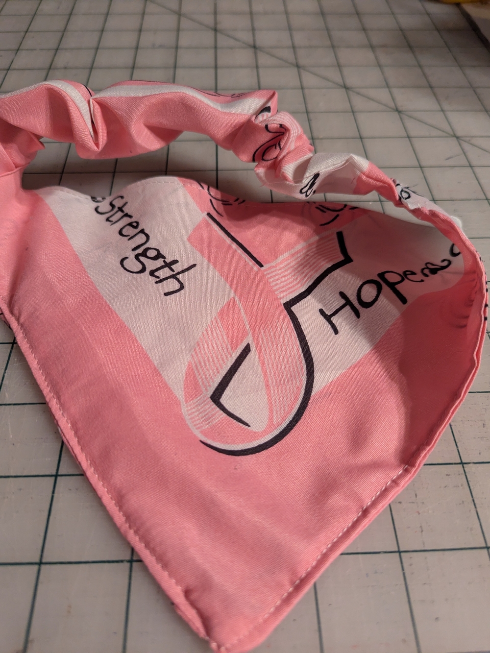 Pink Hope & Strength Reversible Elastic Dog Bandana